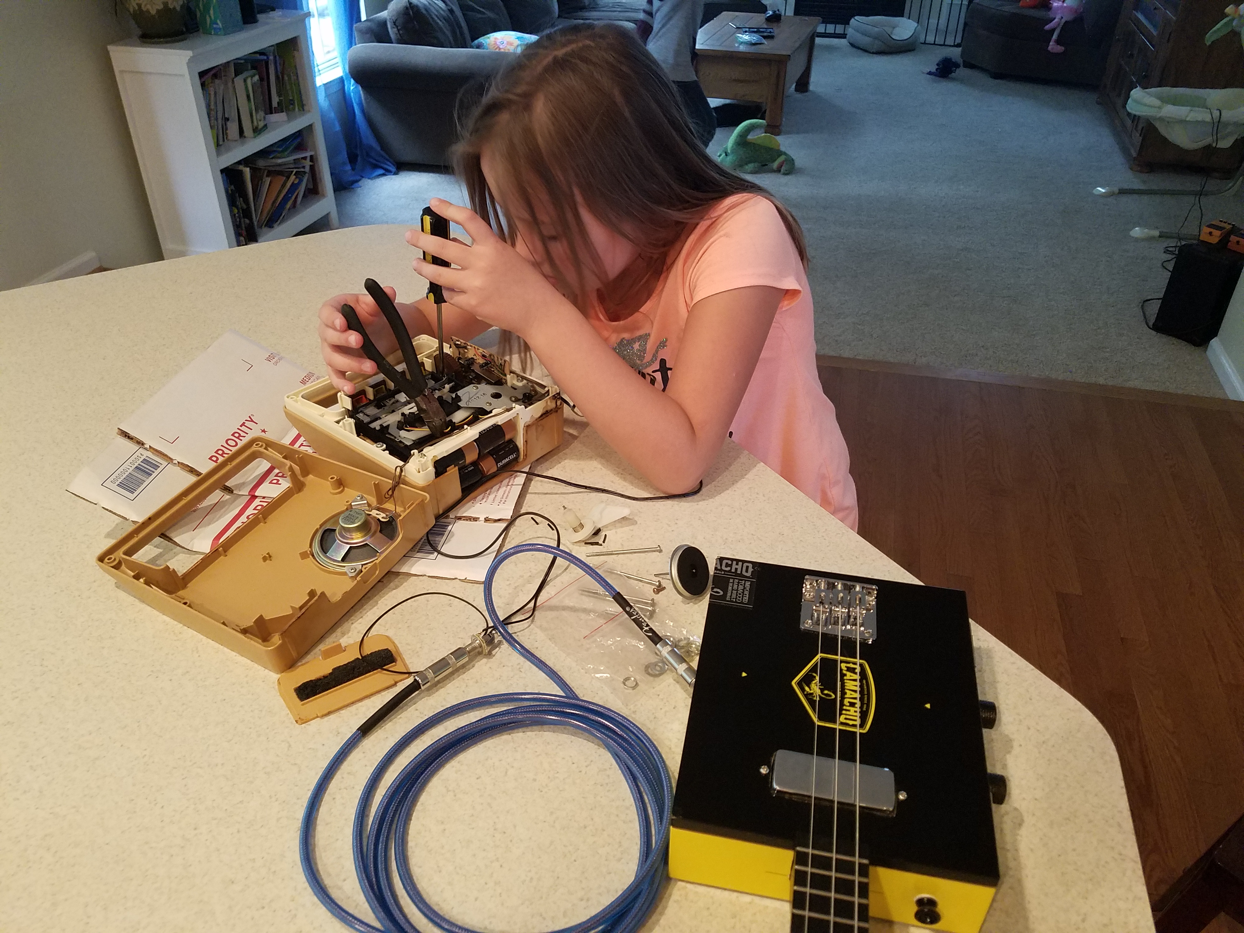 My daughter helping with the build