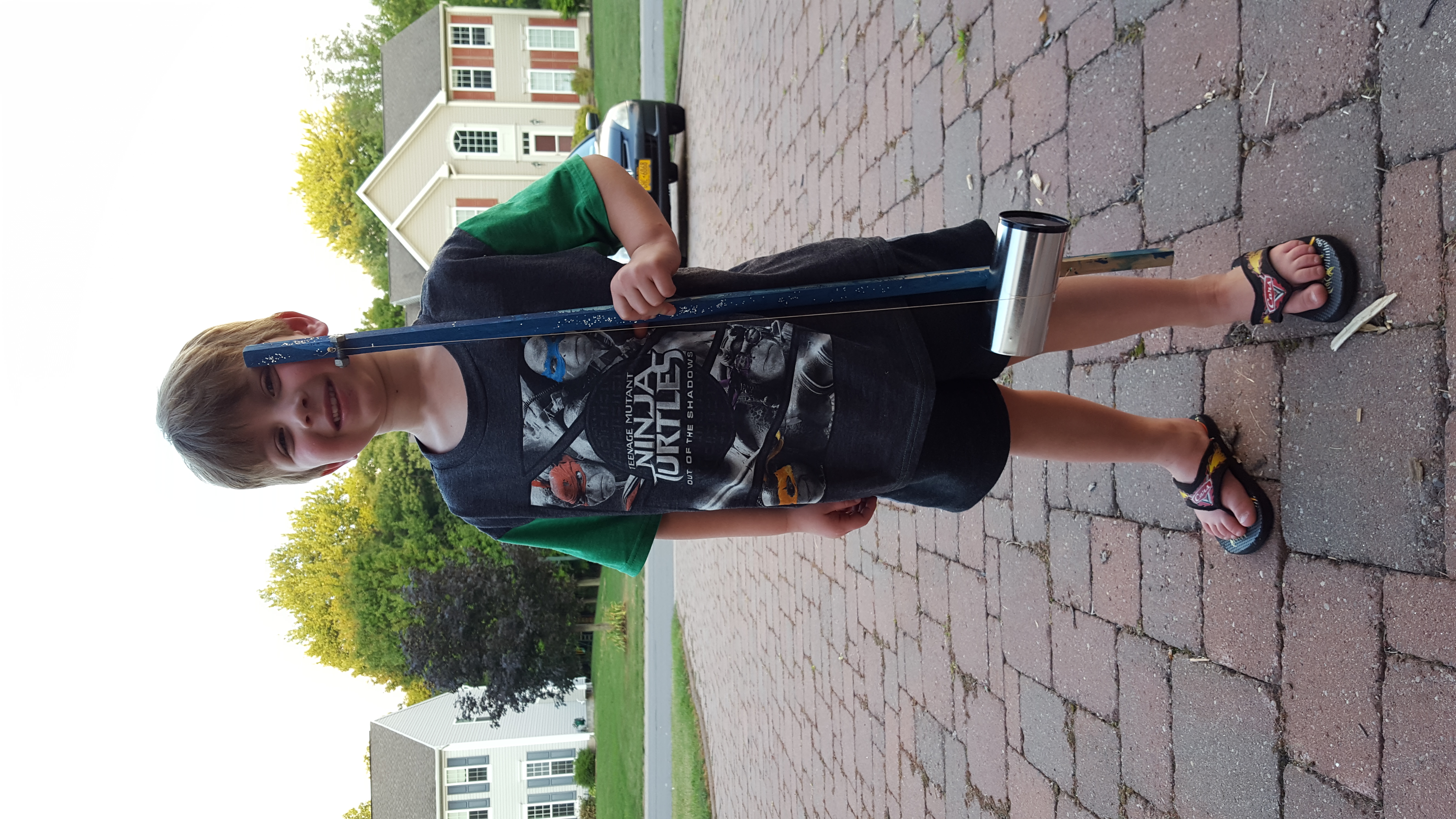 My son with his creation