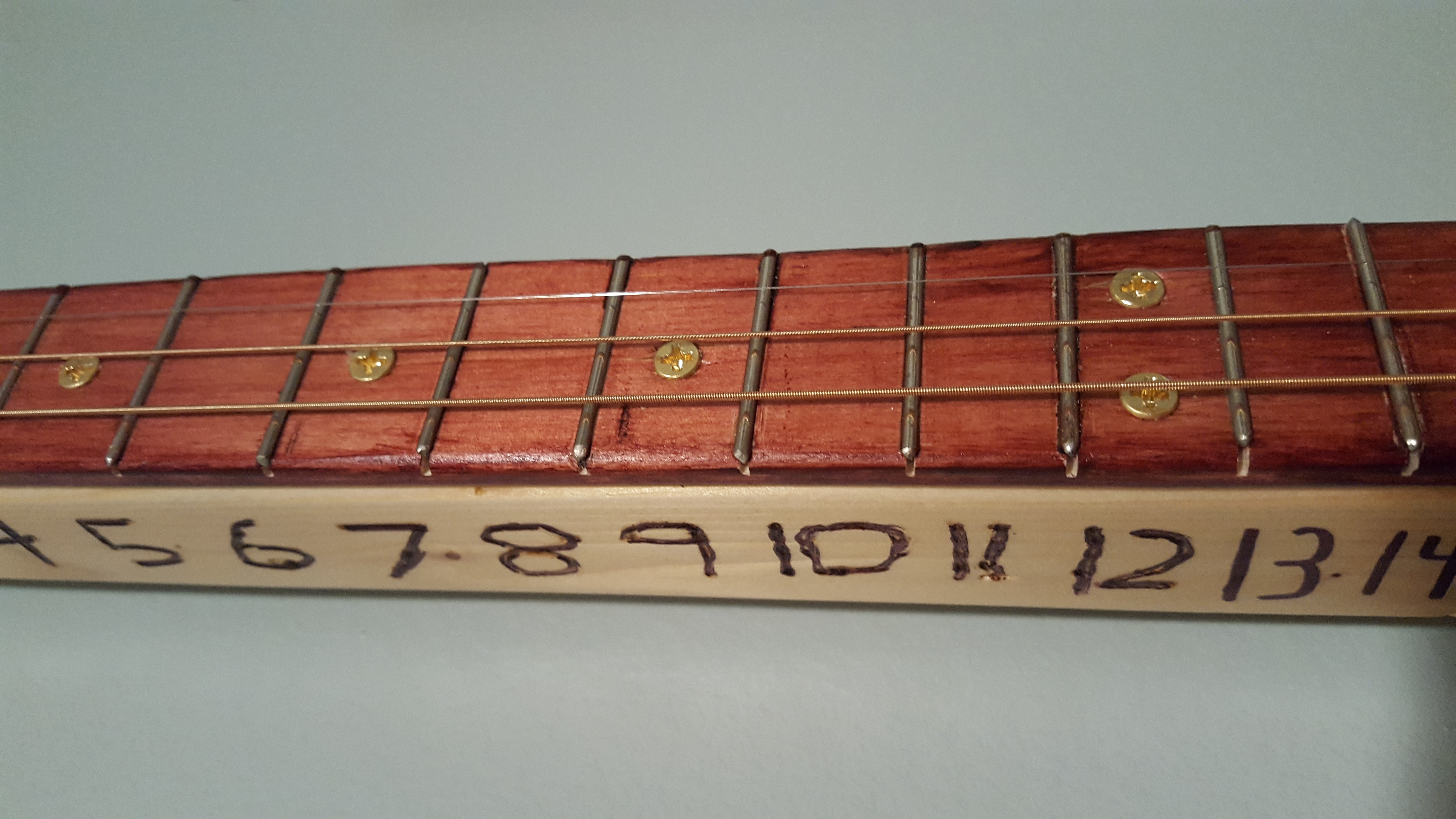 Haven’t memorized the fret numbers yet? Then use a sharpie and write them on the side of the neck!