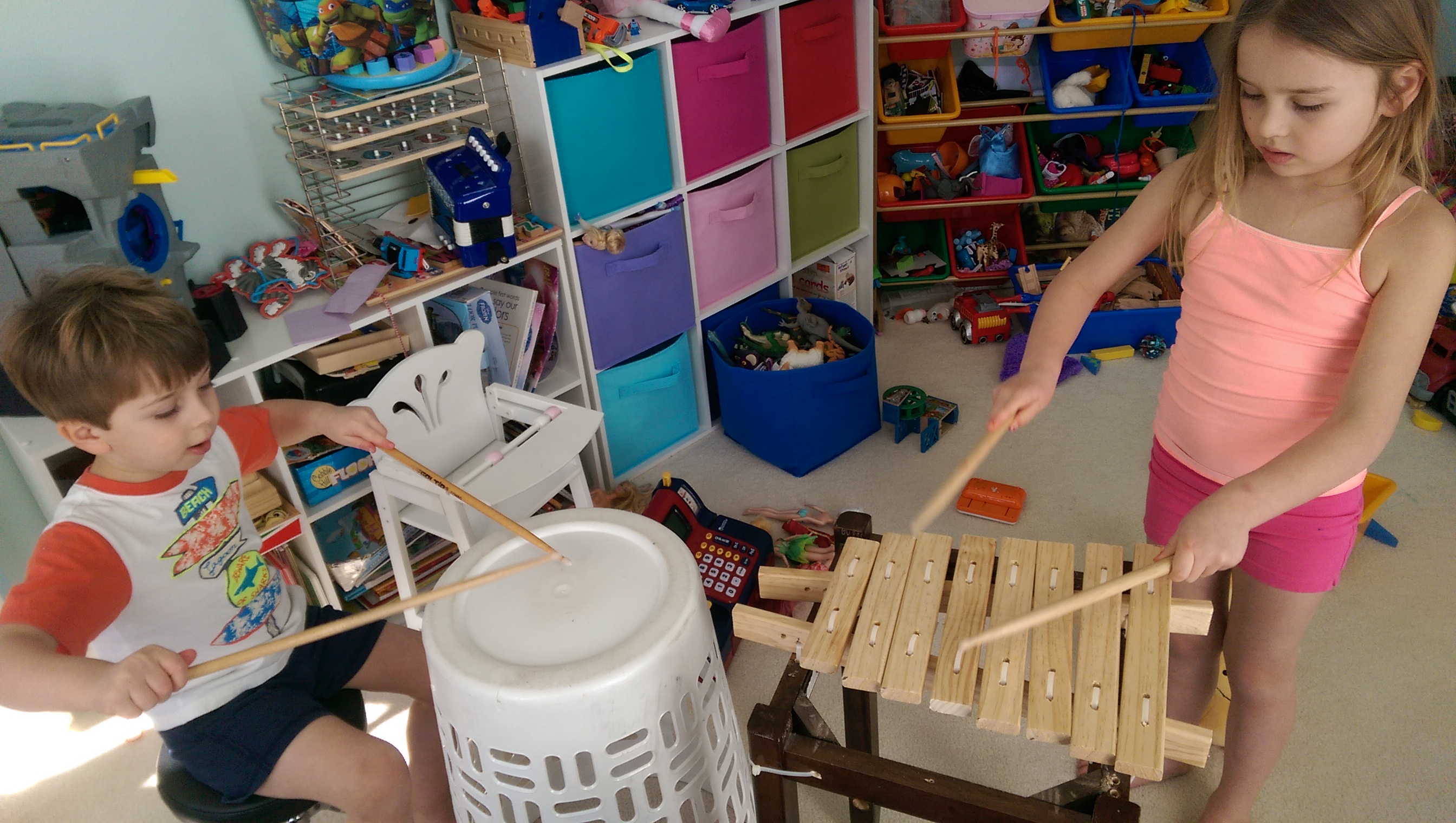 The kids trying it out