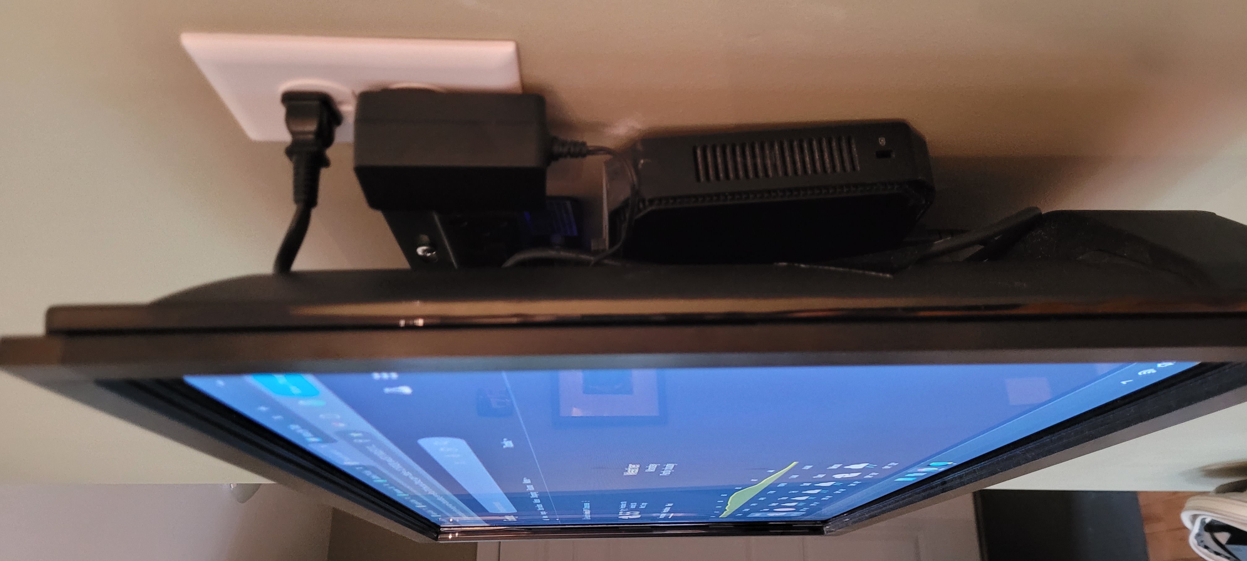 PC tucked behind the TV. The IR frame is barely noticeable