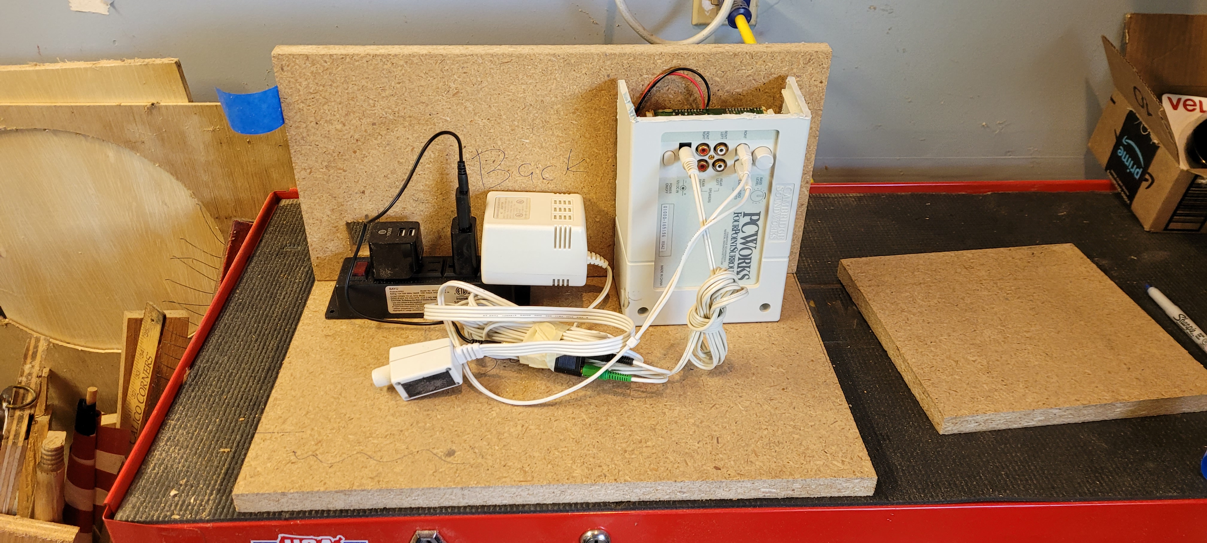 The speakers came with their own amp to drive everything