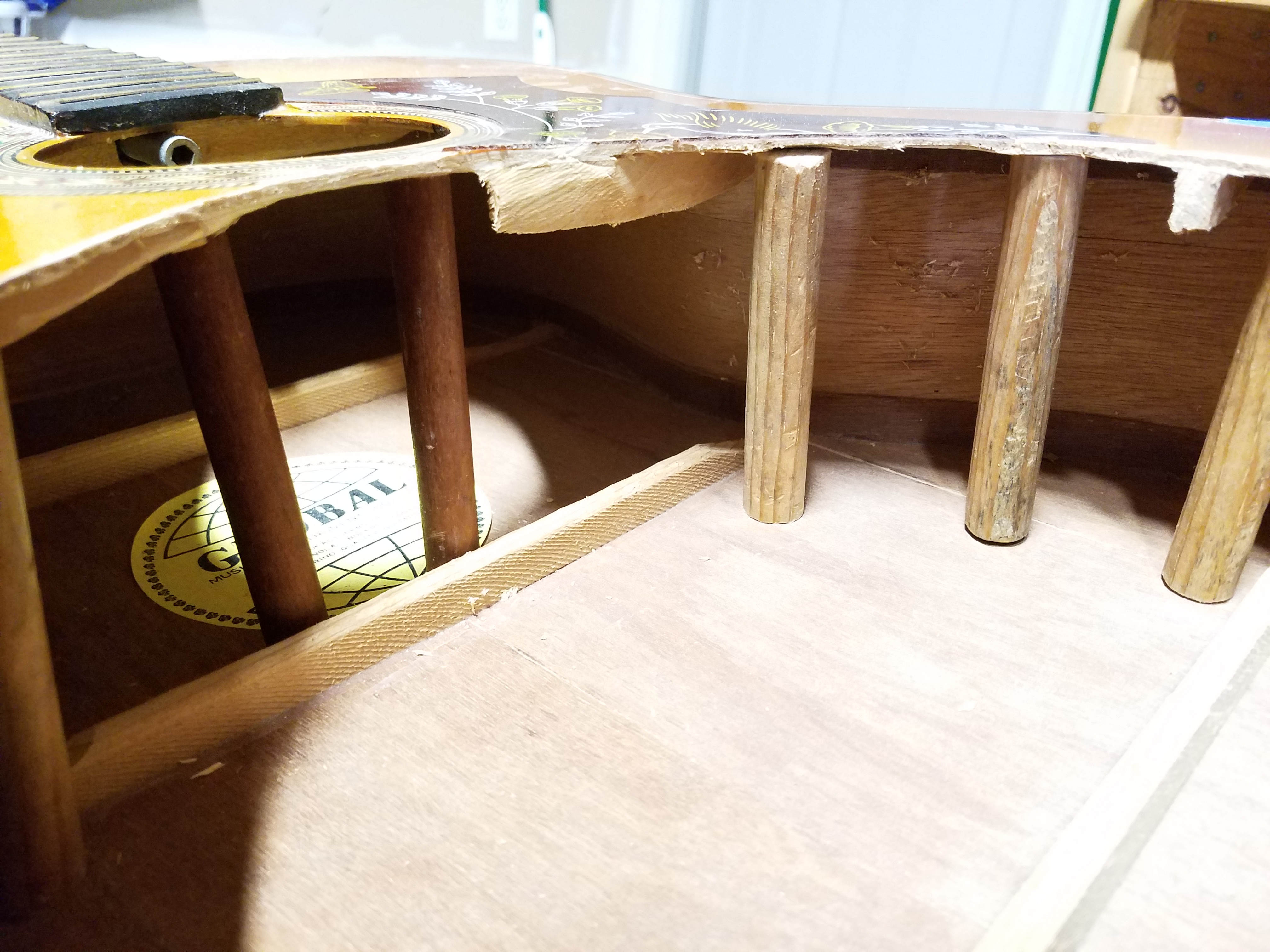 Added a bunch of dowels to reinforce the guitar body