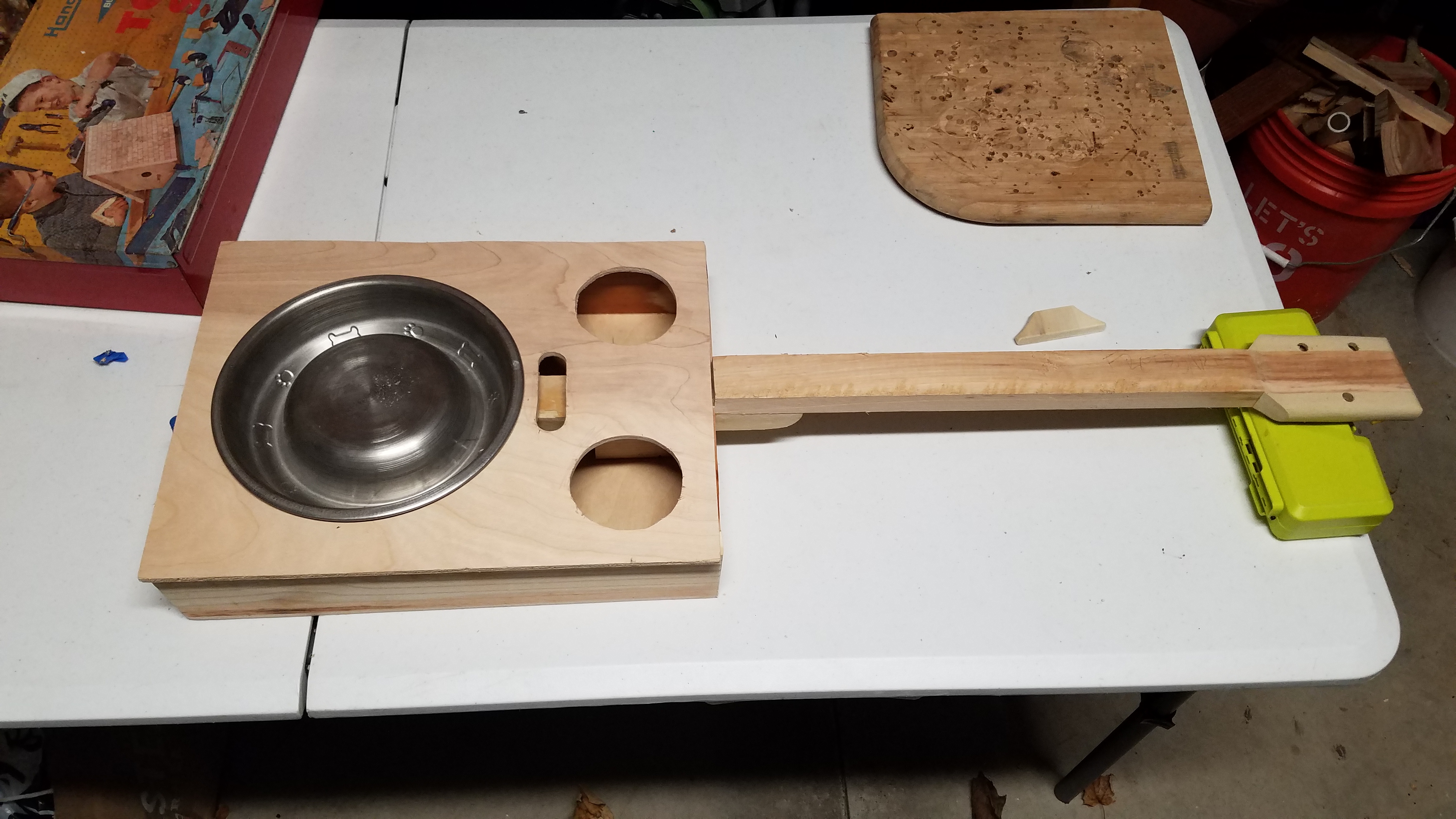 Test fitting the dog bowl