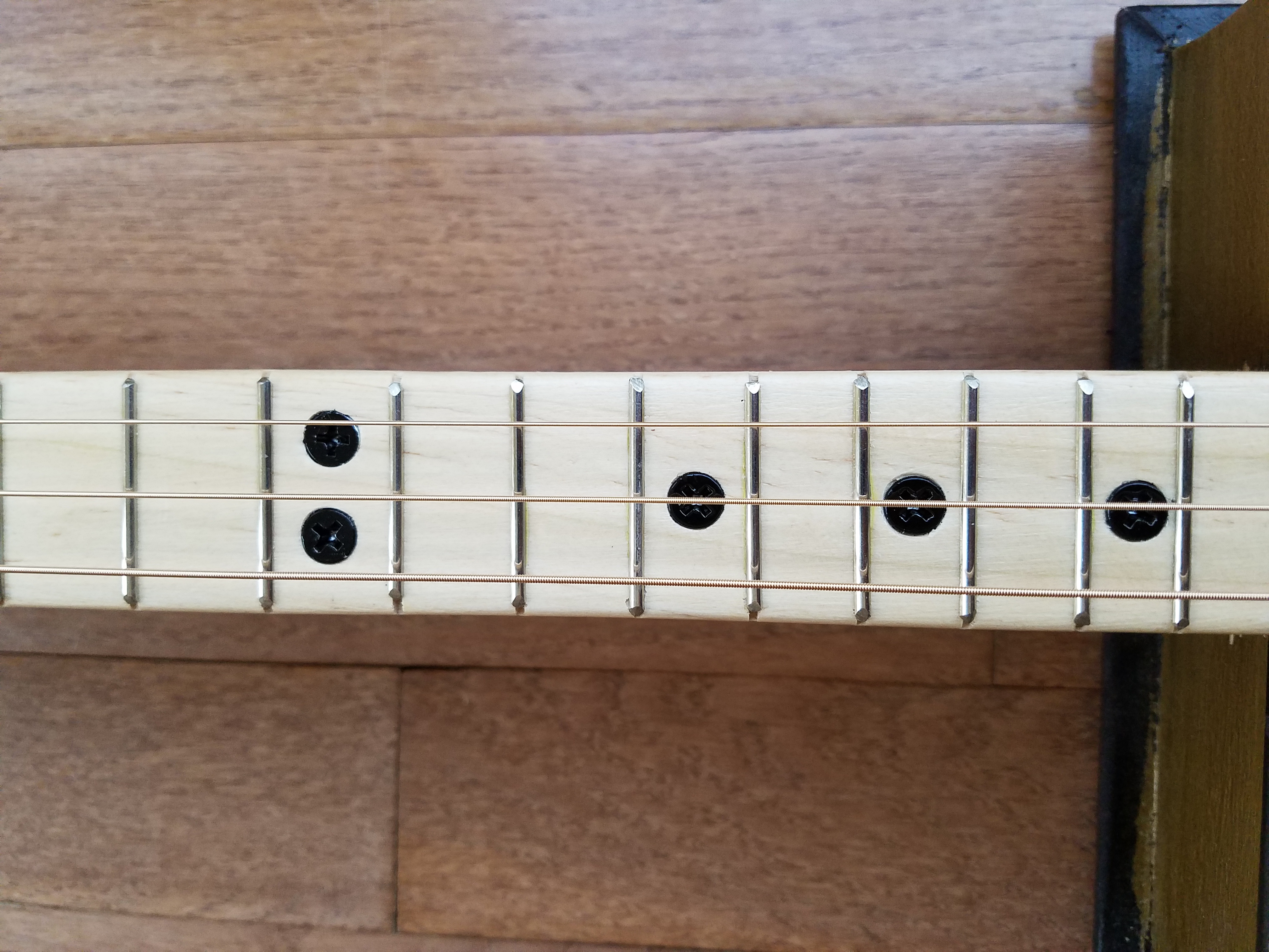 Spray-painted screws for fret markers