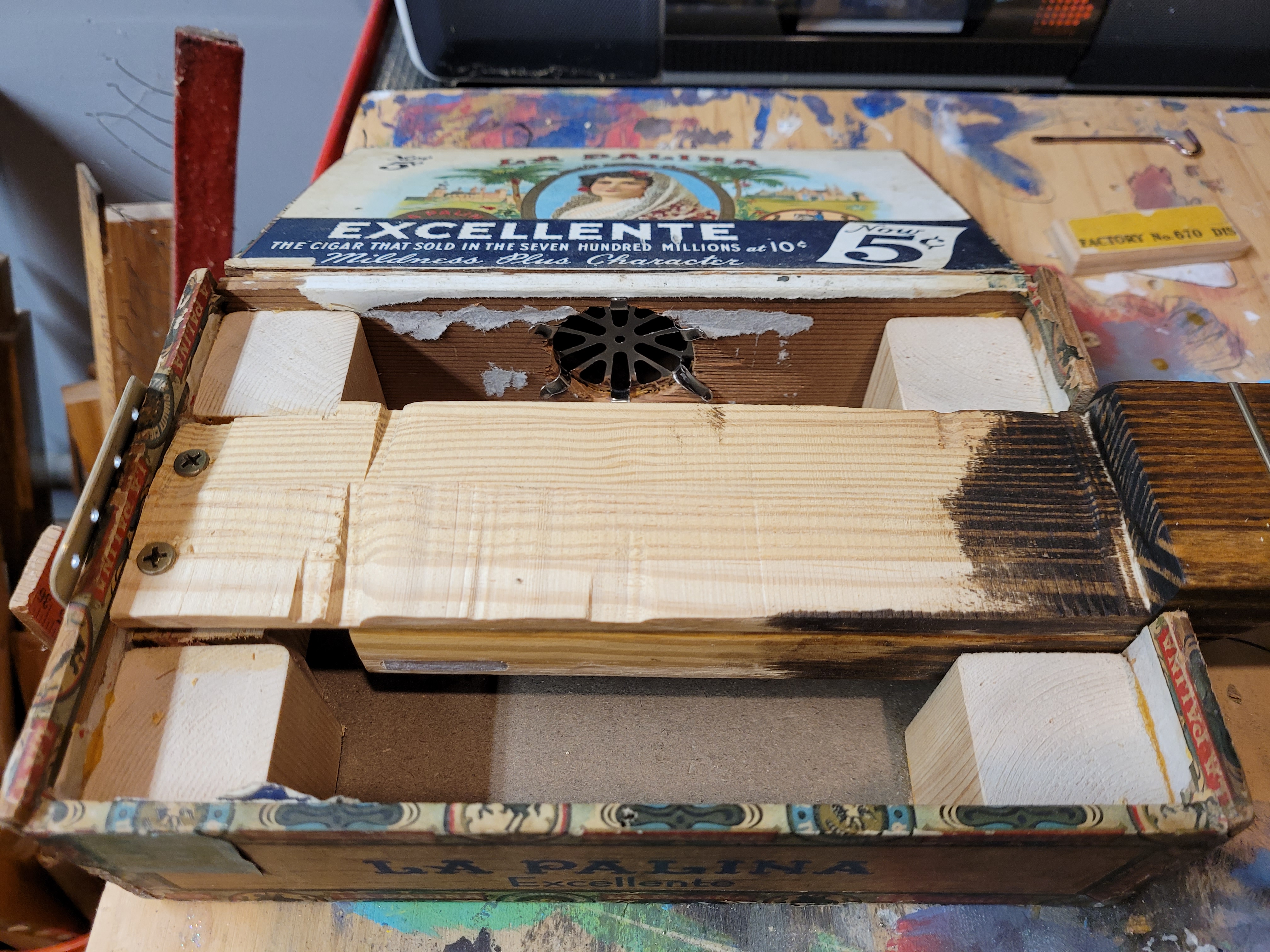 Added corner braces to the box since it was made from somewhat flimsy cardboard