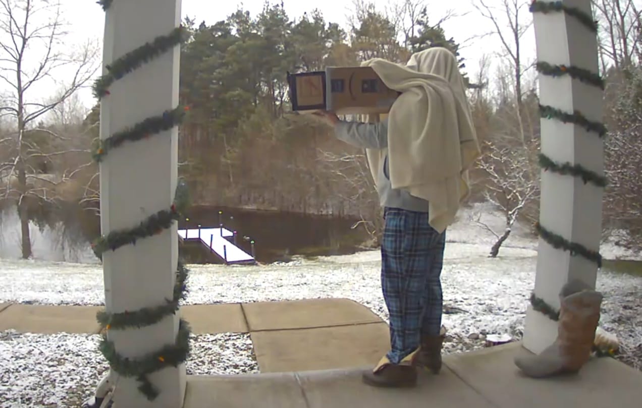 Trying it out. the blanket is to keep light out